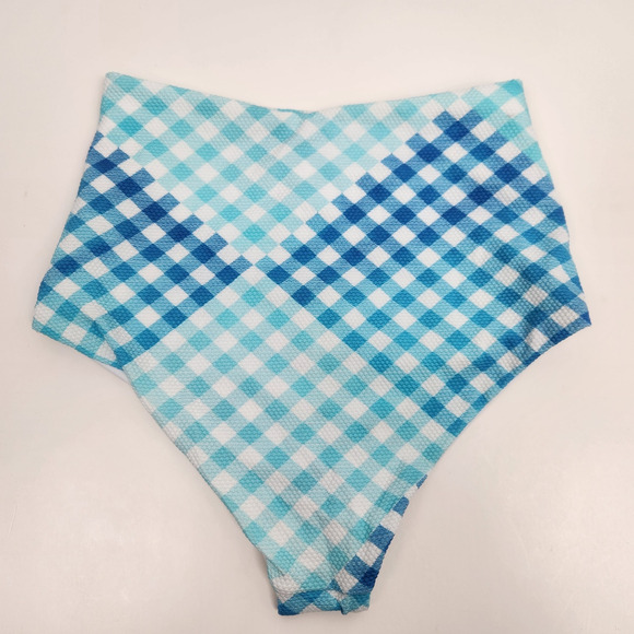 L*Space Portia Bikini Bottom Classic Fit in Blue Plaid Size XS High Rise - Picture 3 of 3